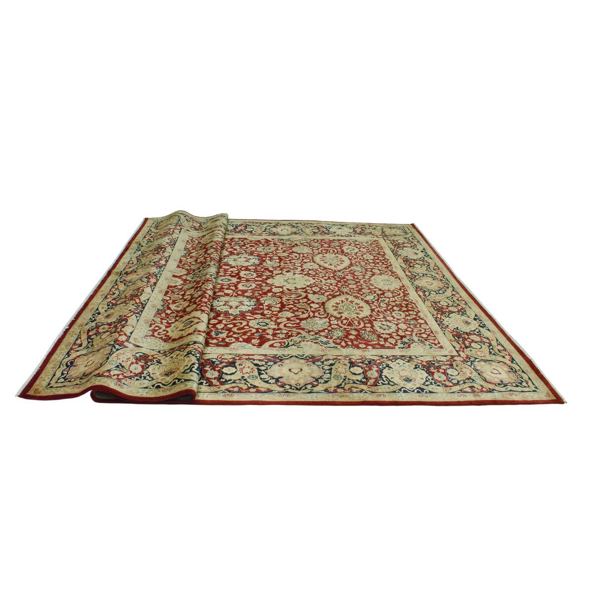 Vegetable-dyed Pak-Persian Chileska Burgundy/Navy Rug - 9'1" x 12'2"