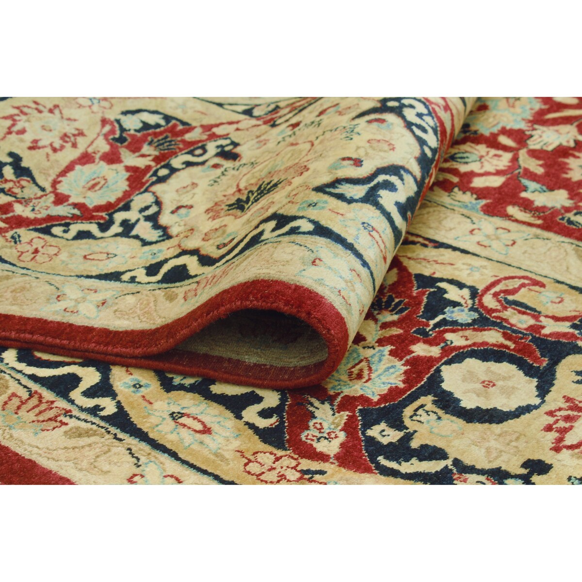 Vegetable-dyed Pak-Persian Chileska Burgundy/Navy Rug - 9'1" x 12'2"