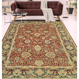 Vegetable-dyed Pak-Persian Chileska Burgundy/Navy Rug - 9'1" x 12'2"
