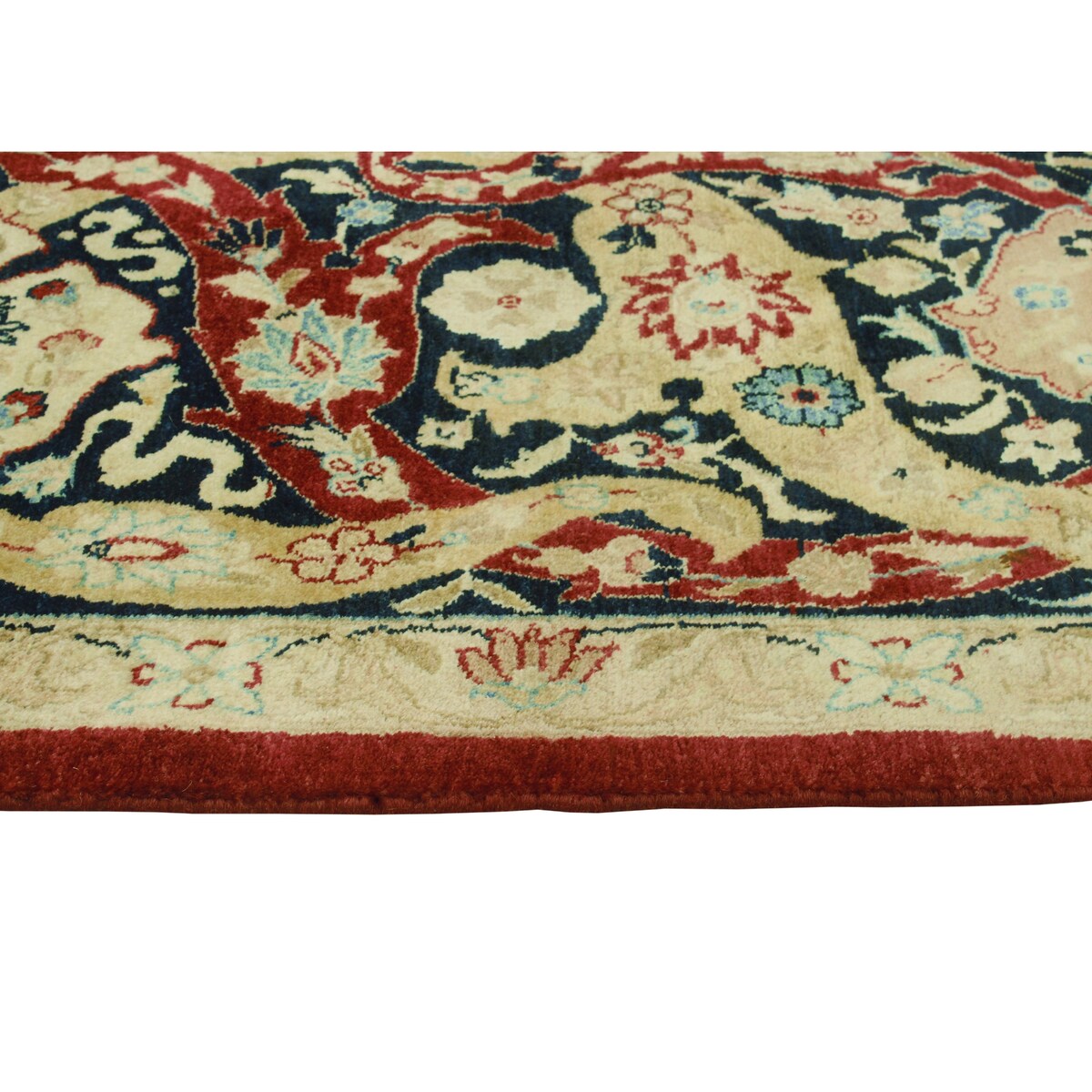 Vegetable-dyed Pak-Persian Chileska Burgundy/Navy Rug - 9'1" x 12'2"