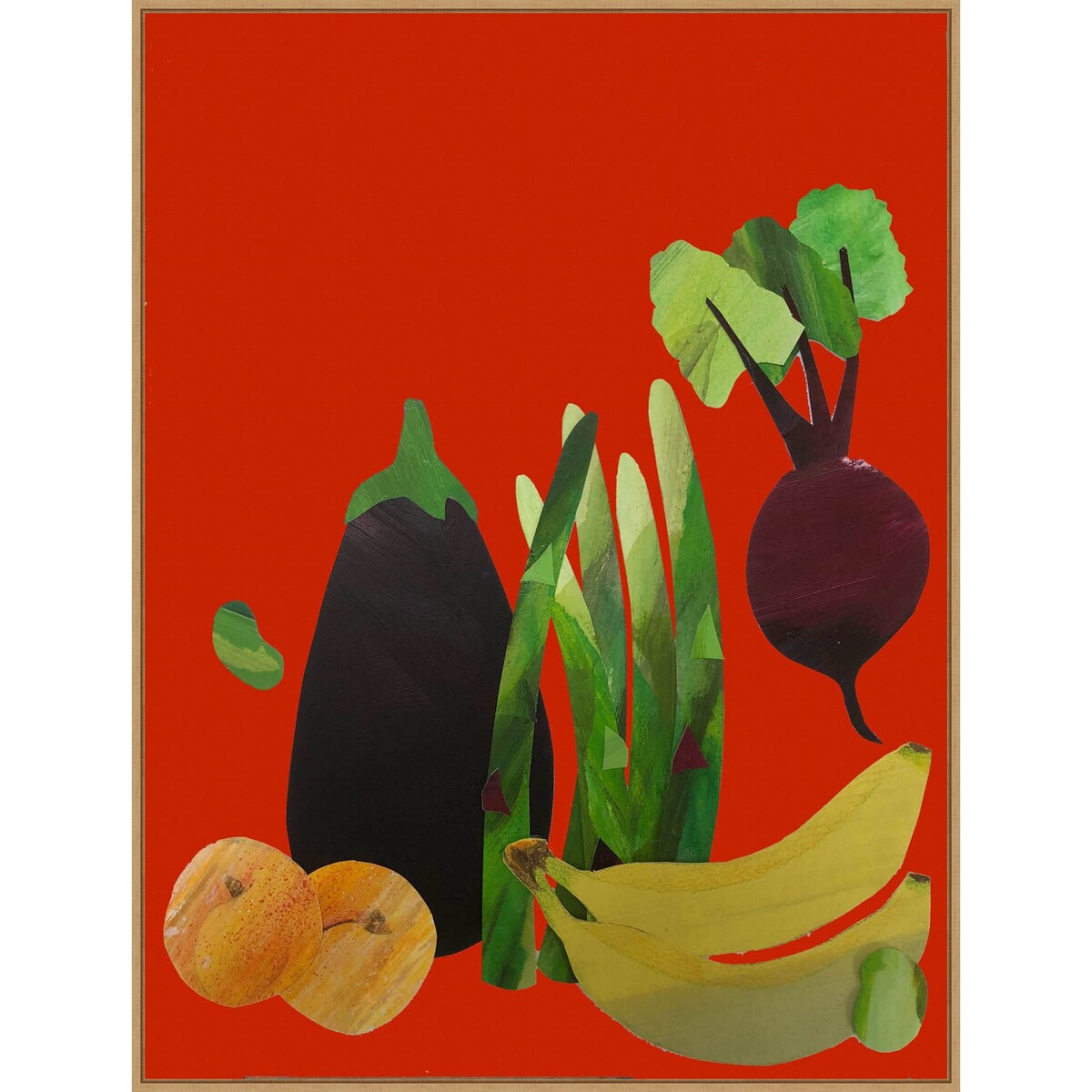 Veggies and fruit by Sarah Thompsonengels Framed Canvas Wall Art Print - Sylvie Maple