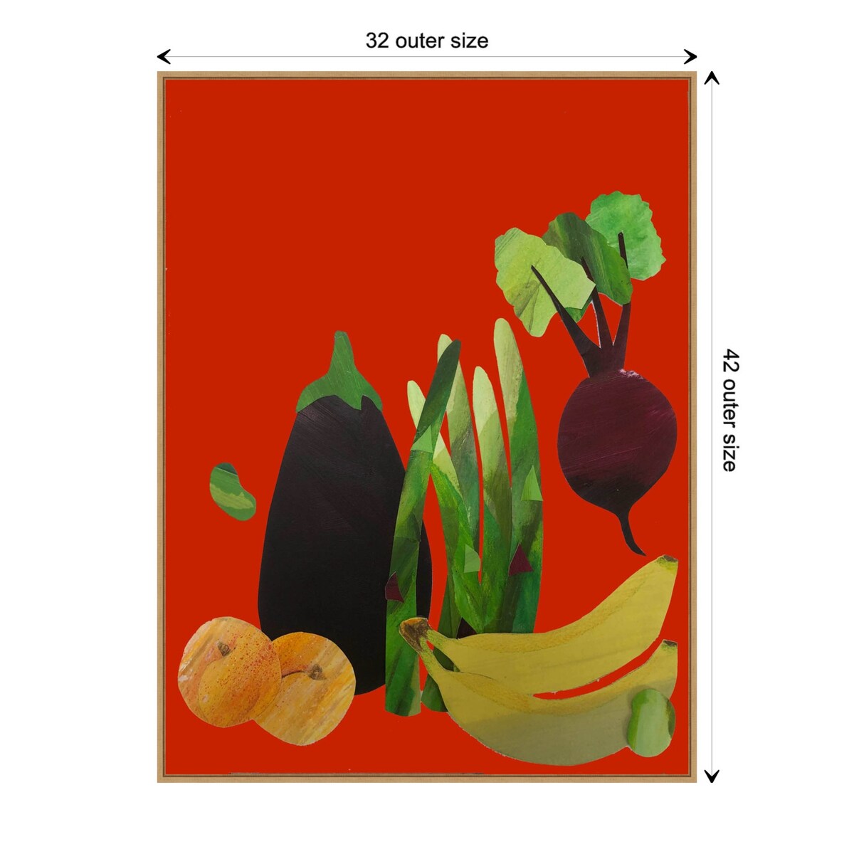 Veggies and fruit by Sarah Thompsonengels Framed Canvas Wall Art Print - Sylvie Maple