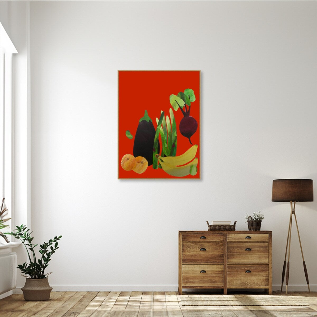 Veggies and fruit by Sarah Thompsonengels Framed Canvas Wall Art Print - Sylvie Maple