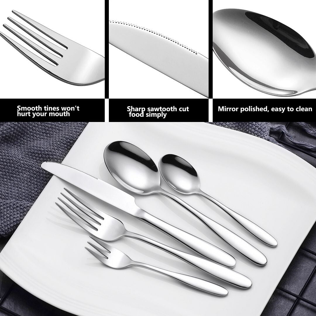 Velaze Gamma 60 pcs Silverware Flatware Set (Service for 12)