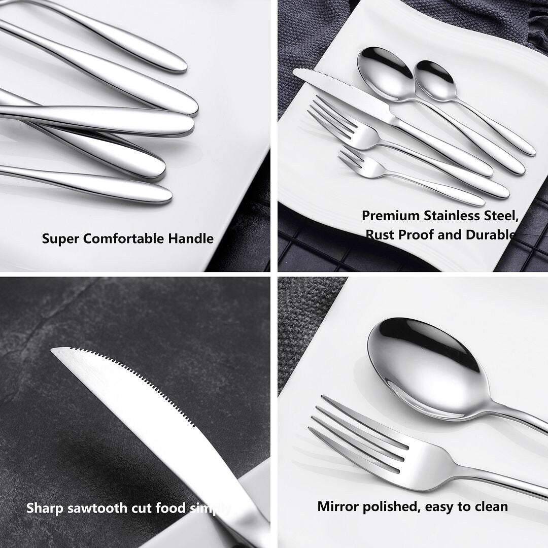 Velaze Gamma 60 pcs Silverware Flatware Set (Service for 12)