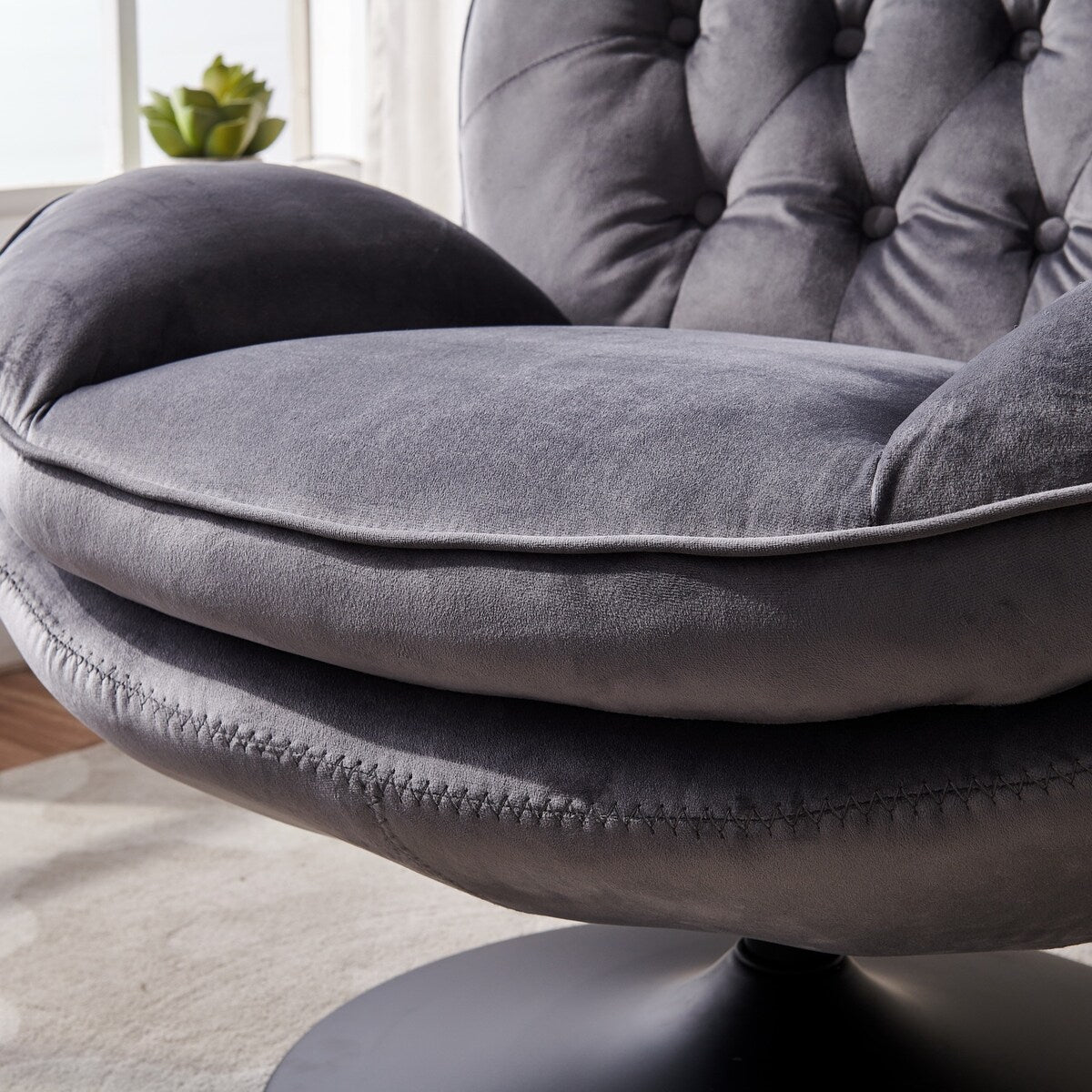 Velvet 360 Degree Swivel Lounge Chairs Chaise Lounges with Chair & Ottoman Sets