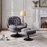 Velvet 360 Degree Swivel Lounge Chairs Chaise Lounges with Chair & Ottoman Sets