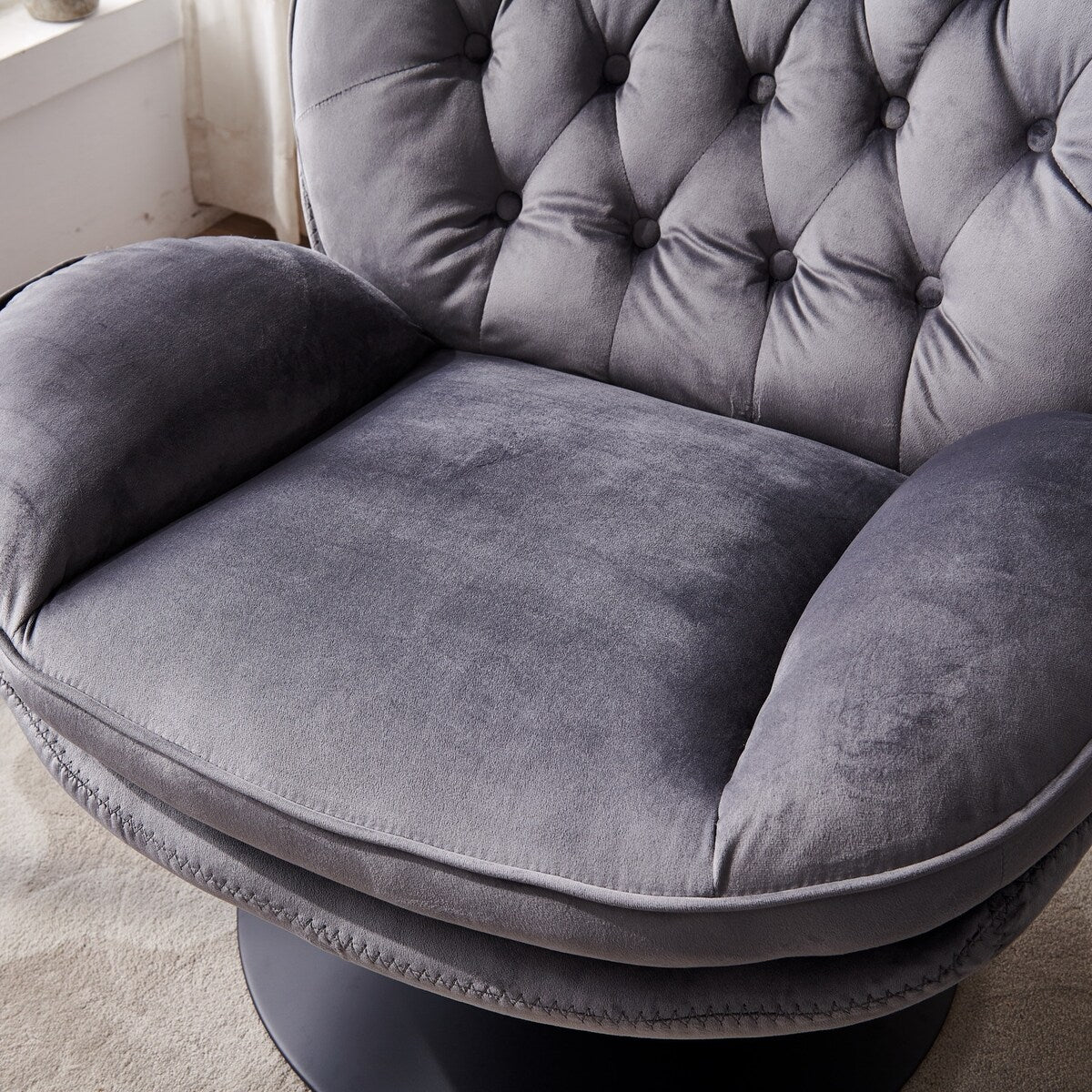 Velvet 360 Degree Swivel Lounge Chairs Chaise Lounges with Chair & Ottoman Sets