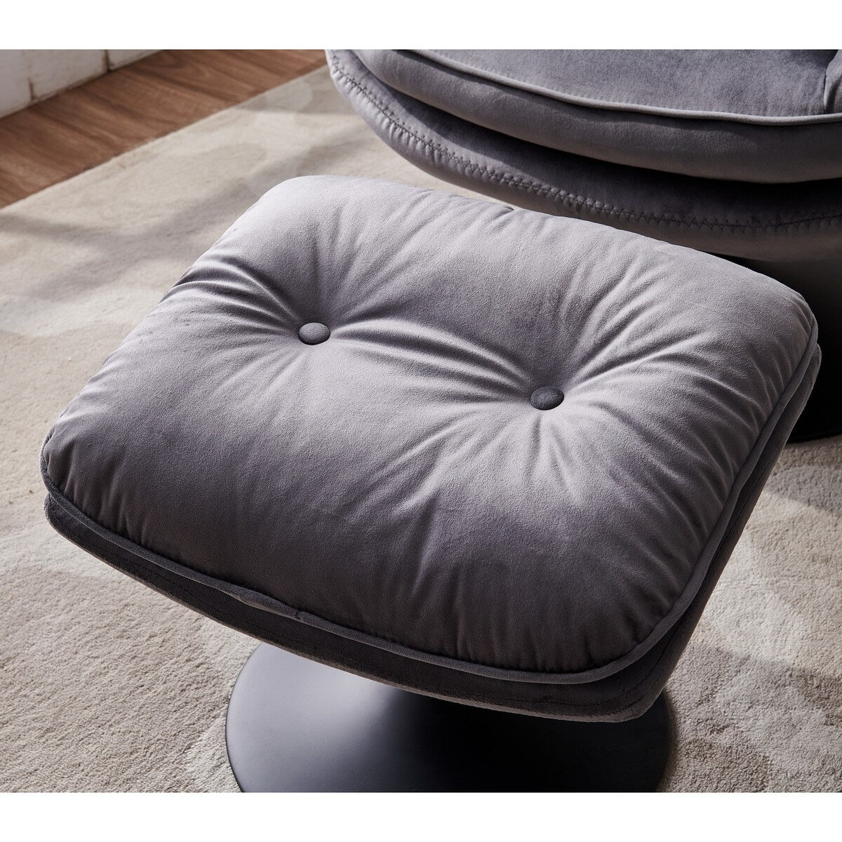 Velvet 360 Degree Swivel Lounge Chairs Chaise Lounges with Chair & Ottoman Sets