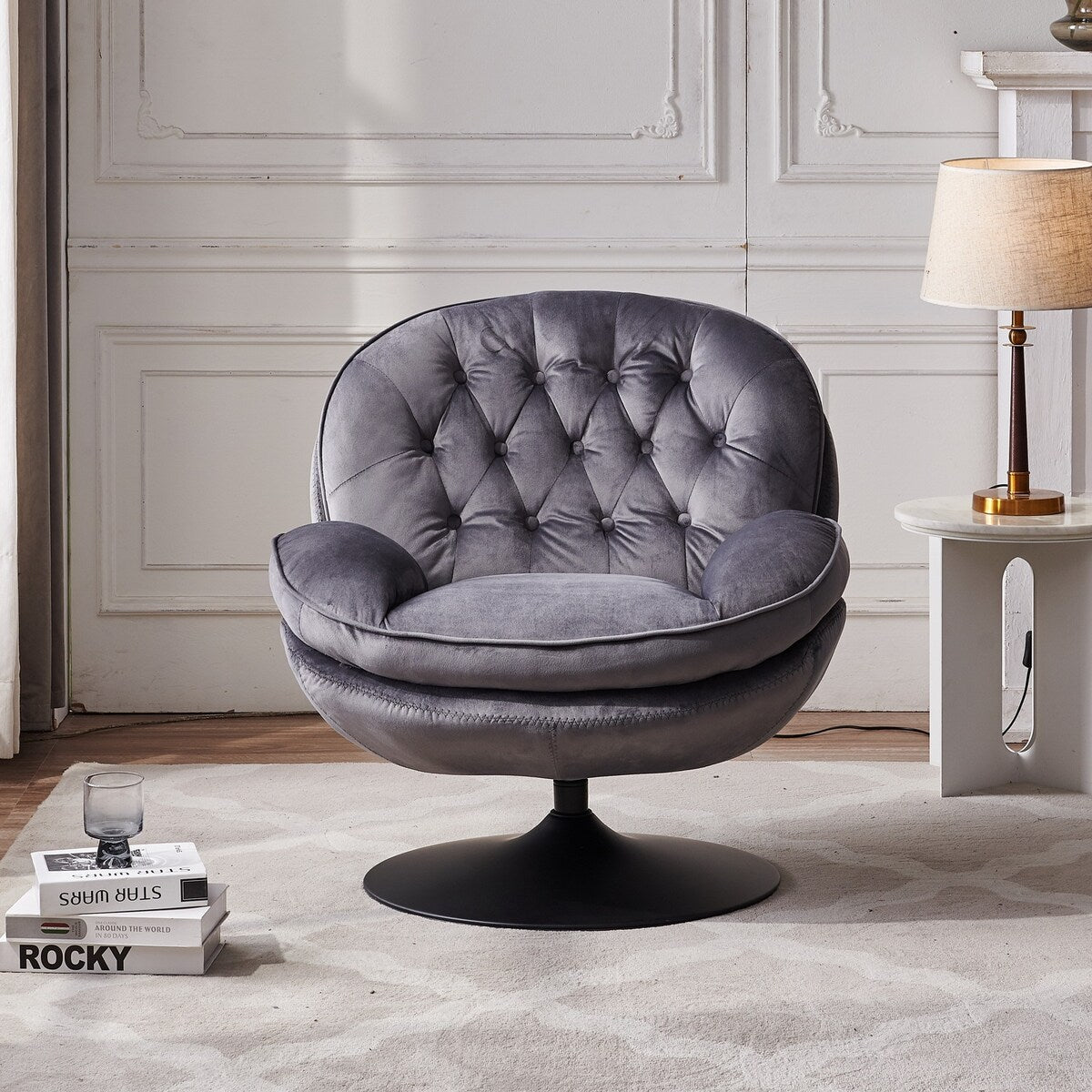 Velvet 360 Degree Swivel Lounge Chairs Chaise Lounges with Chair & Ottoman Sets