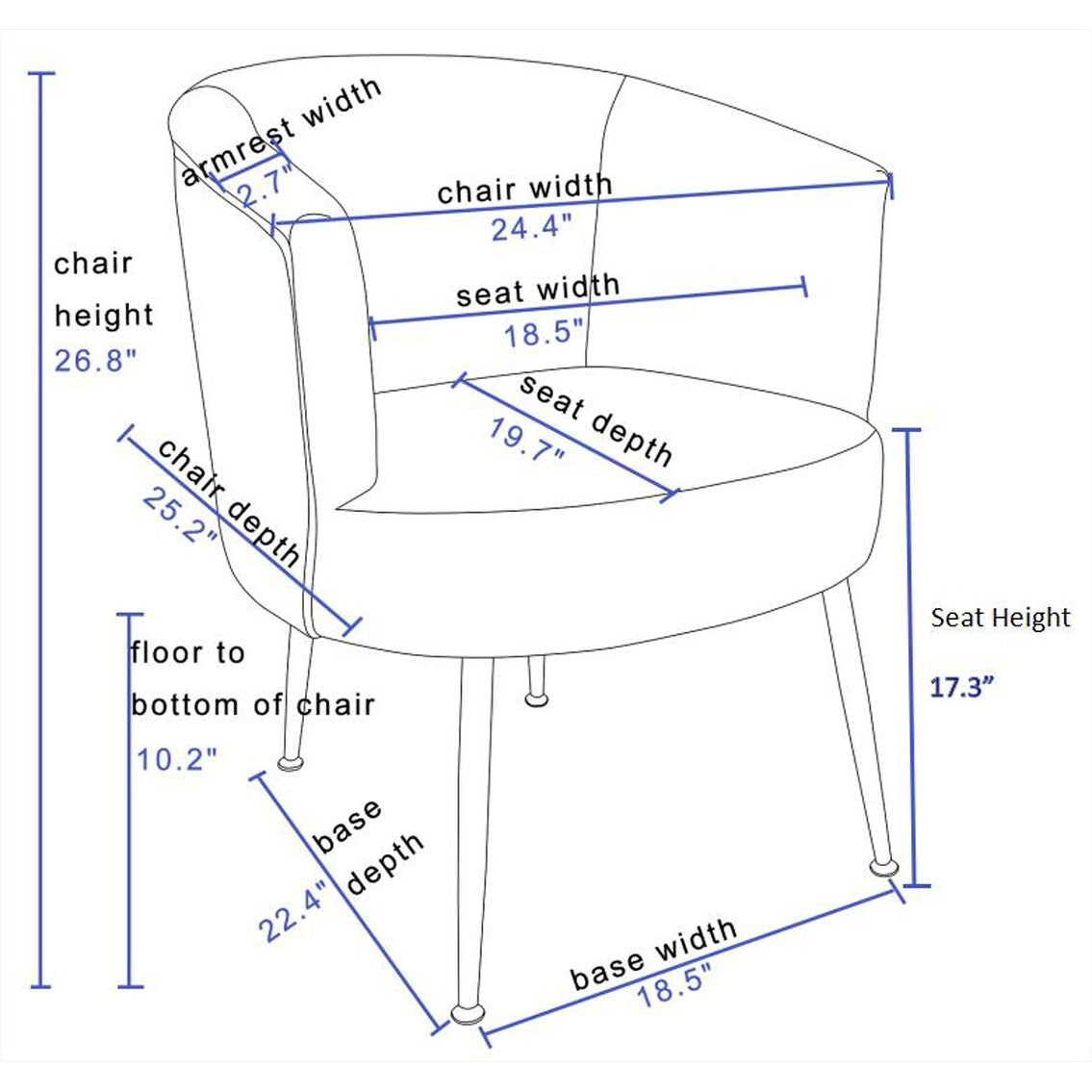 Velvet Accent Armchair Tub Chair With Gold Metal Legs
