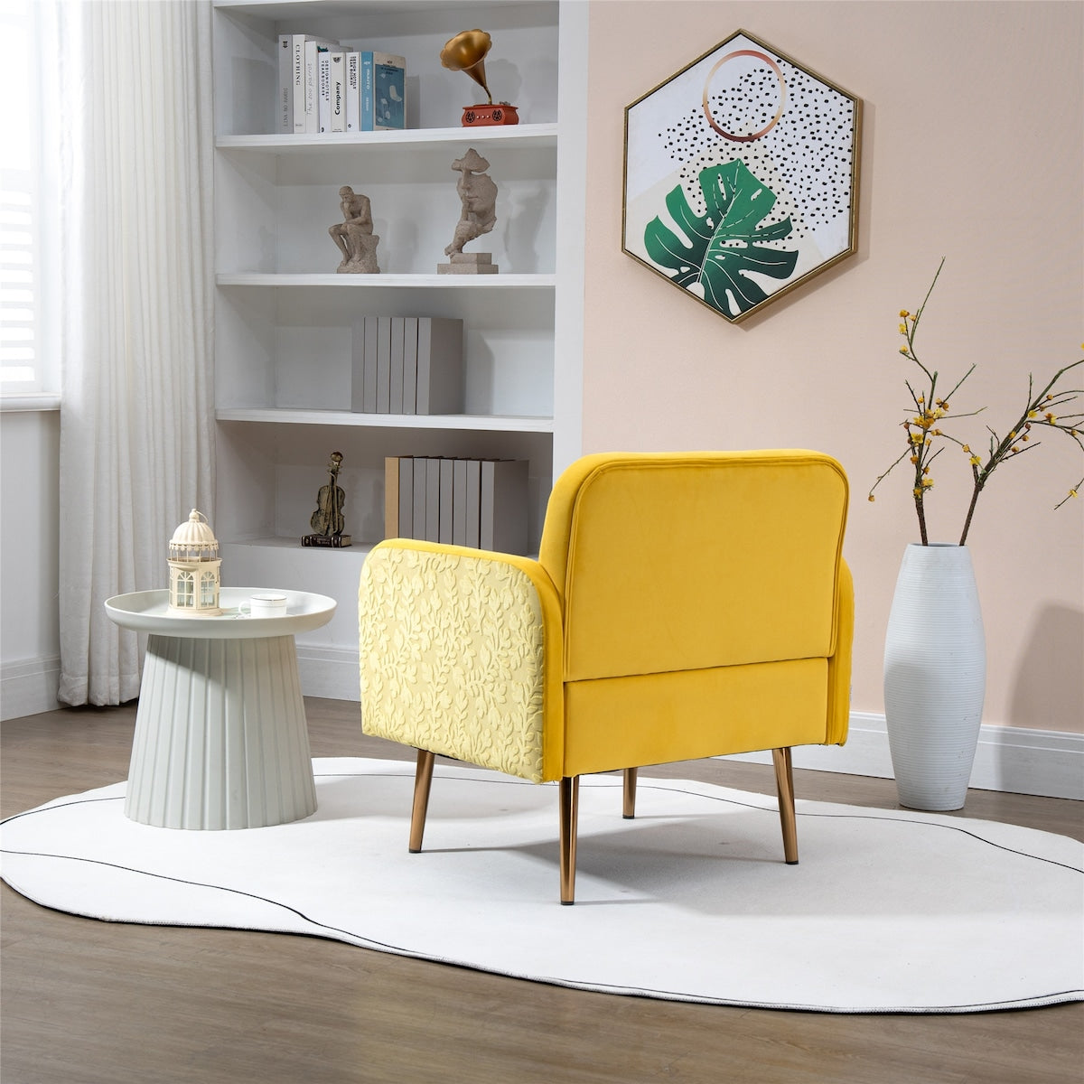 Velvet Accent Chair Lounge Chair Leisure Recliner Sofa with Rose Golden Feet