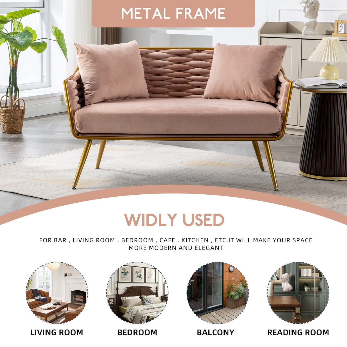 Velvet Accent Chair Modern Upholstered Armsofa Tufted Sofa with Metal Frame, Single Leisure sofa for Living Room