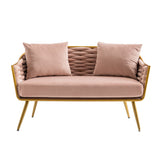 Velvet Accent Chair Modern Upholstered Armsofa Tufted Sofa with Metal Frame, Single Leisure sofa for Living Room