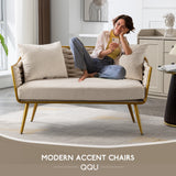 Velvet Accent Chair Modern Upholstered Armsofa Tufted Sofa with Metal Frame, Single Leisure sofa for Living Room