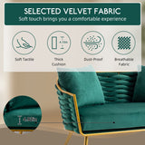 Velvet Accent Chair Modern Upholstered Armsofa Tufted Sofa with Metal Frame, Single Leisure sofa for Living Room