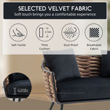 Velvet Accent Chair Modern Upholstered Armsofa Tufted Sofa with Metal Frame, Single Leisure sofa for Living Room