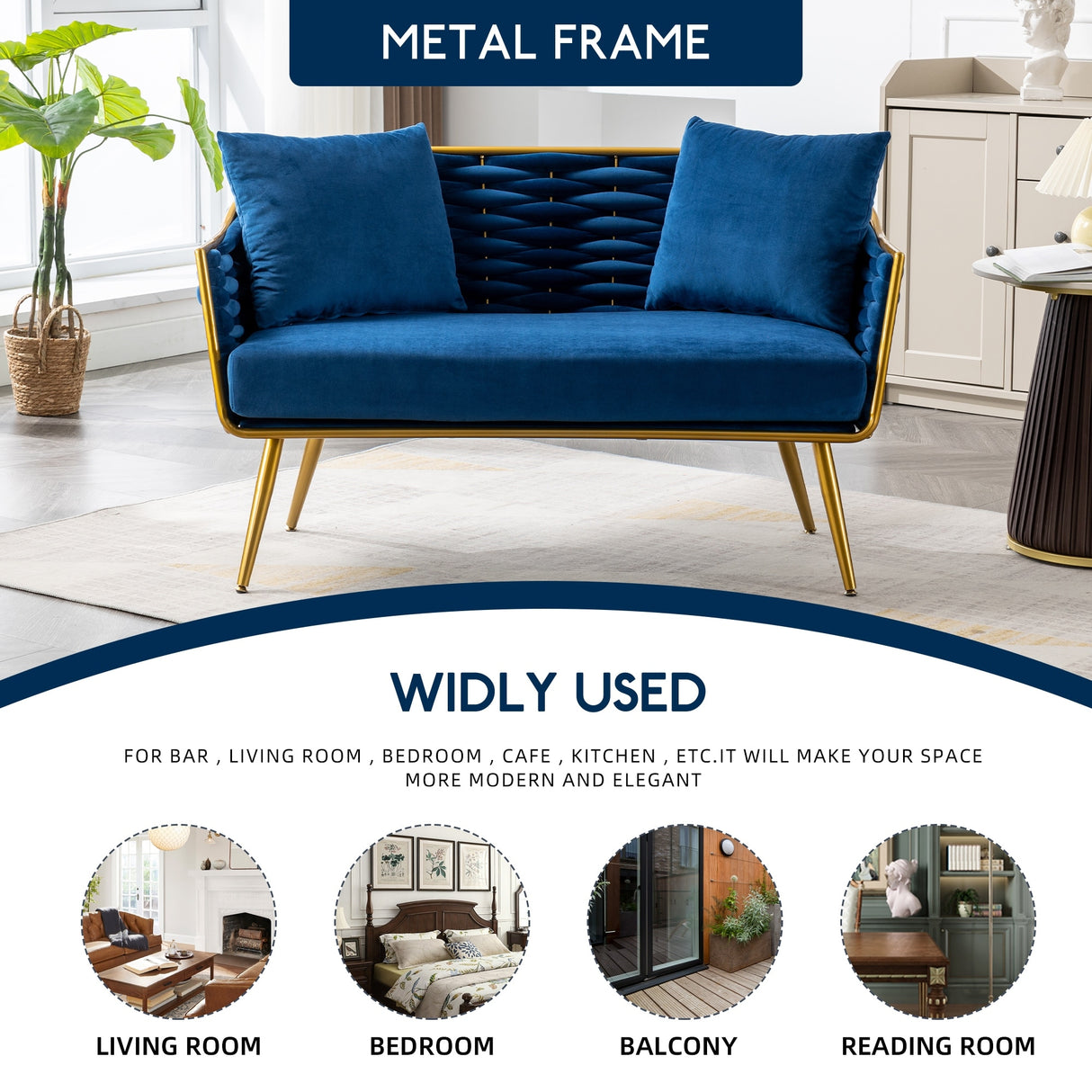 Velvet Accent Chair Modern Upholstered Armsofa Tufted Sofa with Metal Frame, Single Leisure sofa for Living Room
