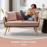 Velvet Accent Chair Modern Upholstered Armsofa Tufted Sofa with Metal Frame, Single Leisure sofa for Living Room