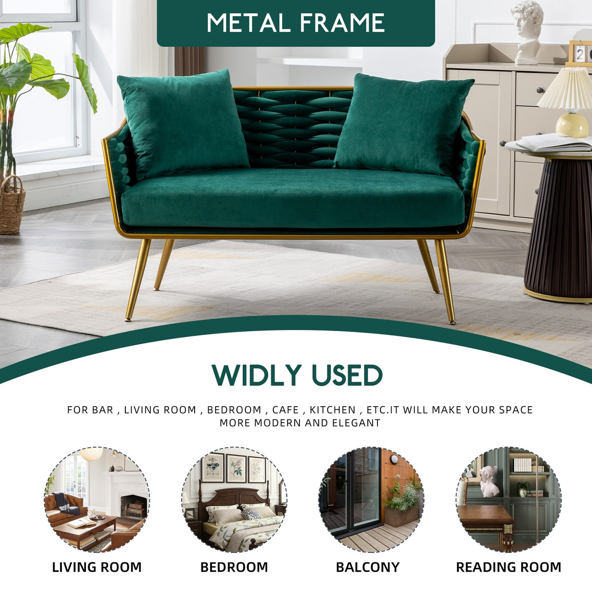 Velvet Accent Chair Modern Upholstered Armsofa Tufted Sofa with Metal Frame, Single Leisure sofa for Living Room