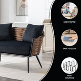 Velvet Accent Chair Modern Upholstered Armsofa Tufted Sofa with Metal Frame, Single Leisure sofa for Living Room