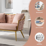 Velvet Accent Chair Modern Upholstered Armsofa Tufted Sofa with Metal Frame, Single Leisure sofa for Living Room
