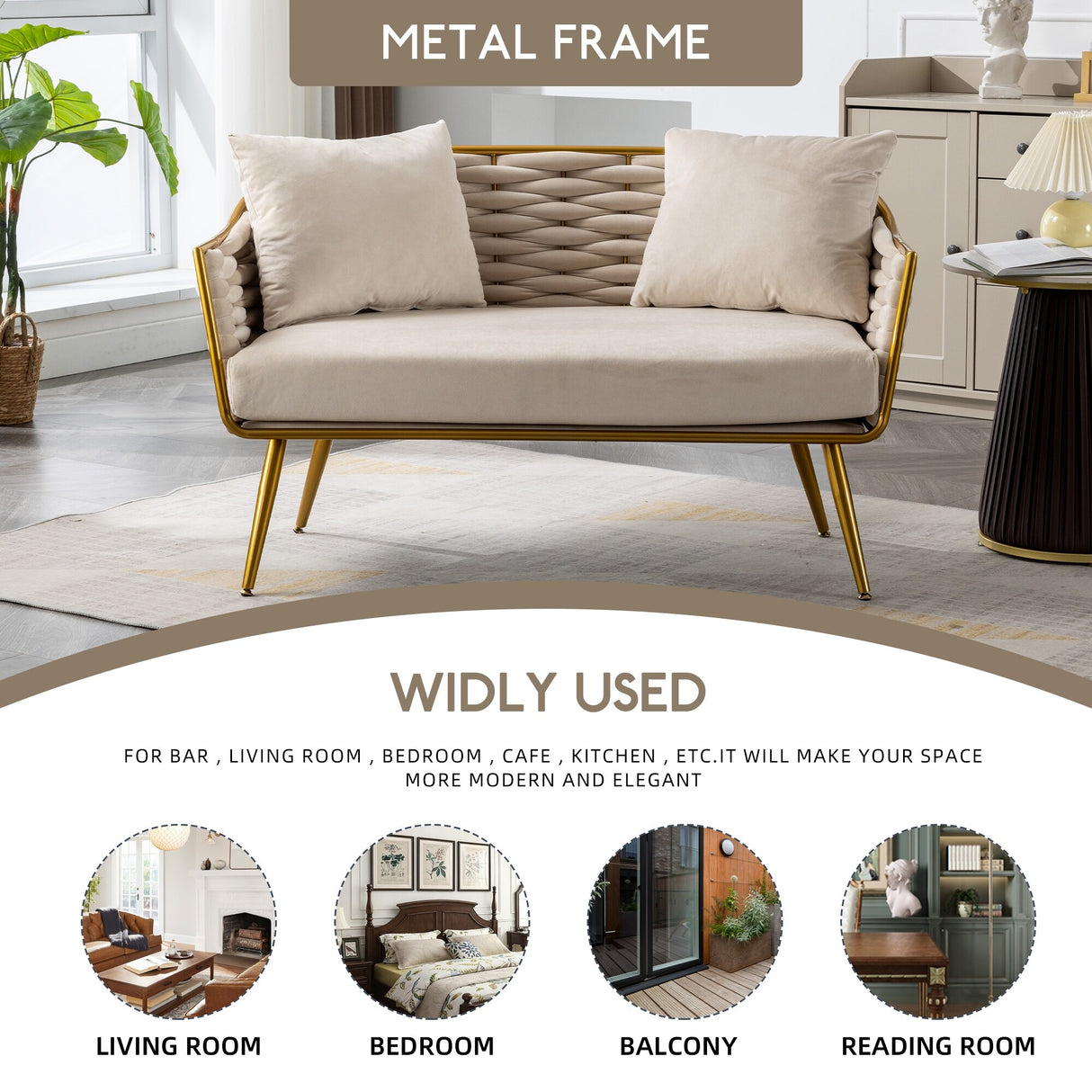 Velvet Accent Chair Modern Upholstered Armsofa Tufted Sofa with Metal Frame, Single Leisure sofa for Living Room