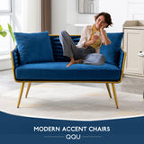 Velvet Accent Chair Modern Upholstered Armsofa Tufted Sofa with Metal Frame, Single Leisure sofa for Living Room