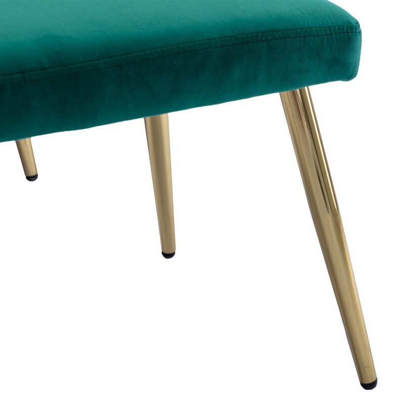 Velvet Accent Chair with Adjustable Armrests, Single Recliner Armchair with Ottoman, Button Tufted Lounge Chair, Green