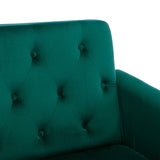 Velvet Accent Chair with Adjustable Armrests, Single Recliner Armchair with Ottoman, Button Tufted Lounge Chair, Green