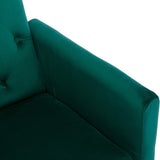 Velvet Accent Chair with Adjustable Armrests, Single Recliner Armchair with Ottoman, Button Tufted Lounge Chair, Green