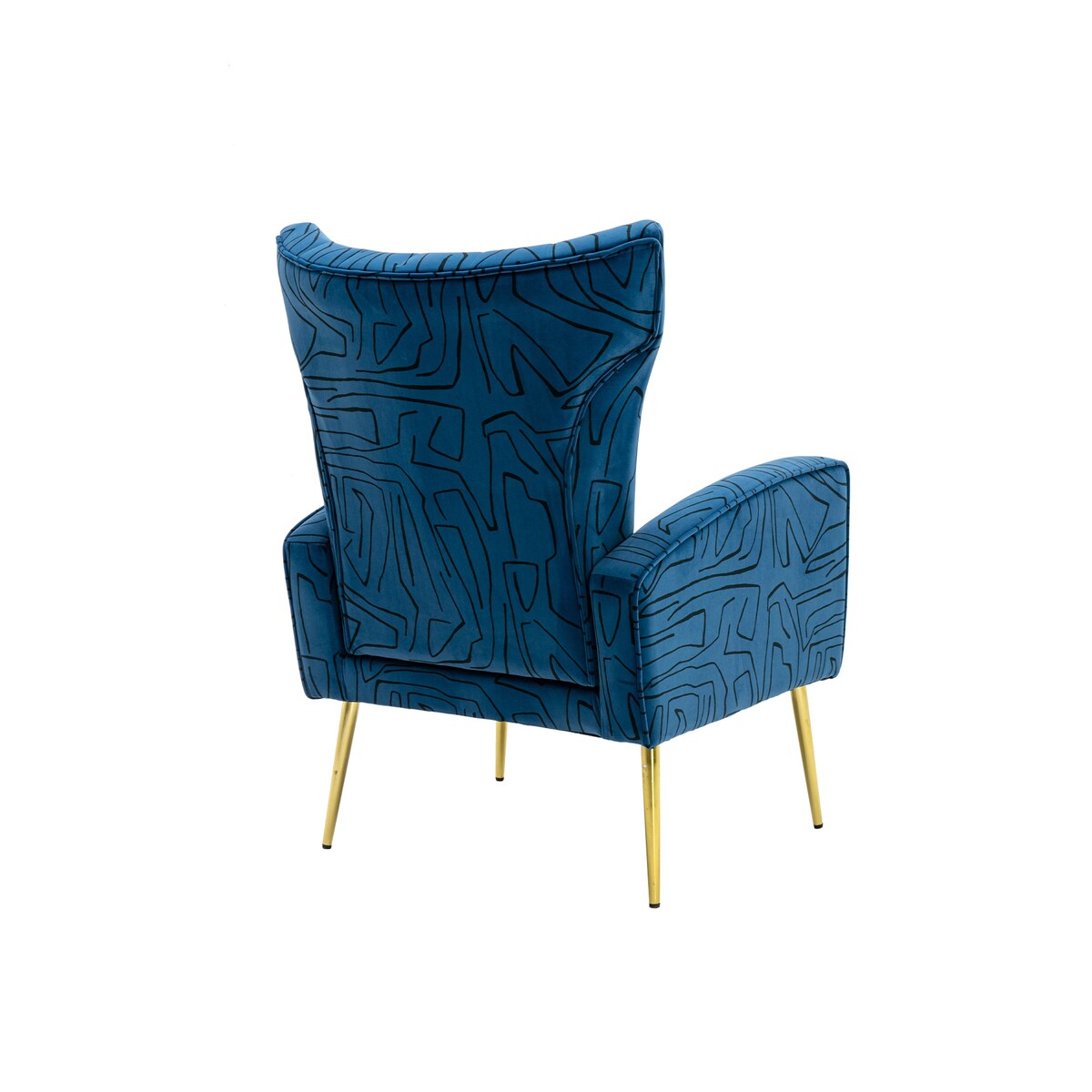Velvet Accent Chair with Metal Gold Legs Upholstered Wingback Armchair Side Lounge Chair Leisure Single Sofa Arm Reading Chair