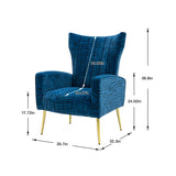 Velvet Accent Chair with Metal Gold Legs Upholstered Wingback Armchair Side Lounge Chair Leisure Single Sofa Arm Reading Chair