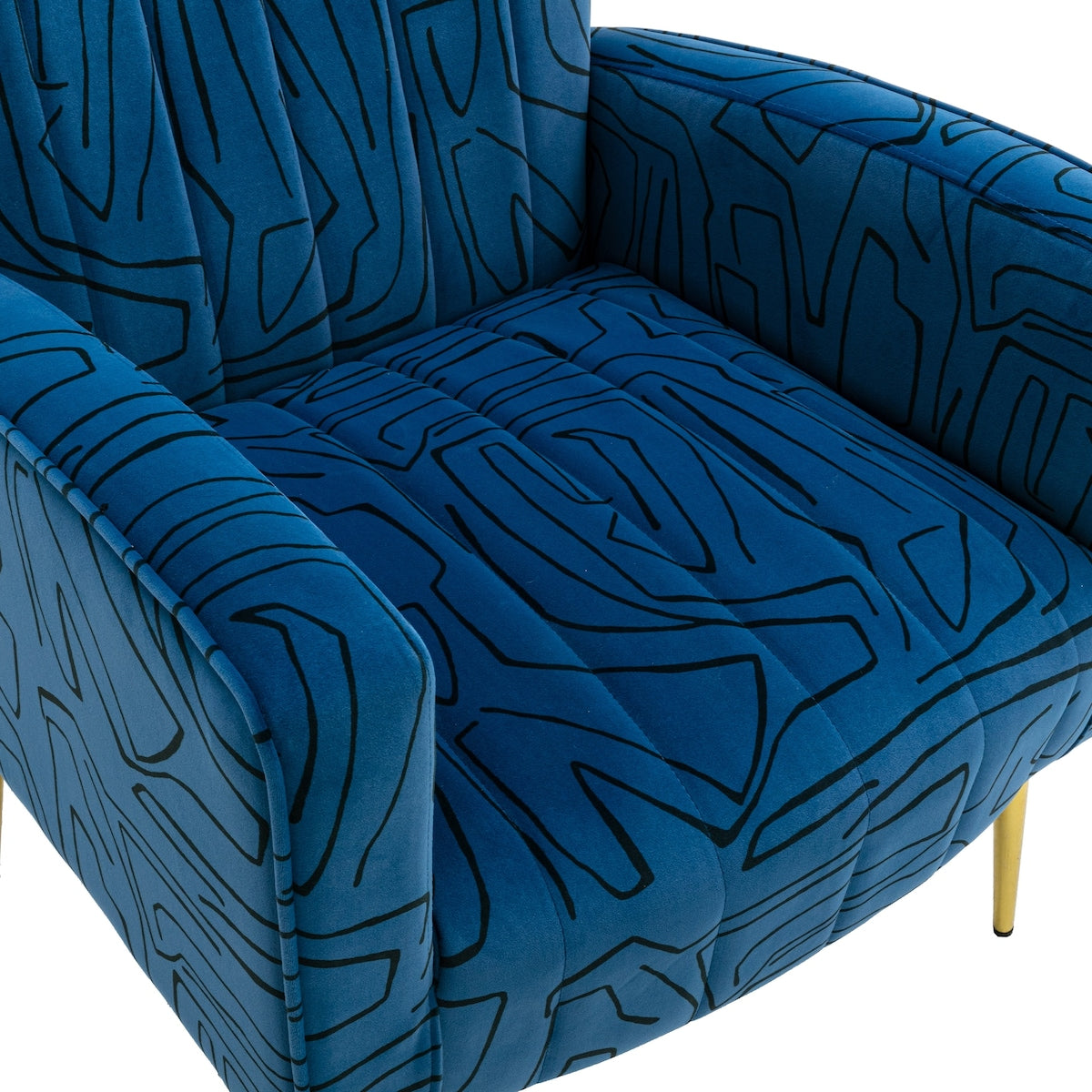 Velvet Accent Chair with Metal Gold Legs Upholstered Wingback Armchair Side Lounge Chair Leisure Single Sofa Arm Reading Chair
