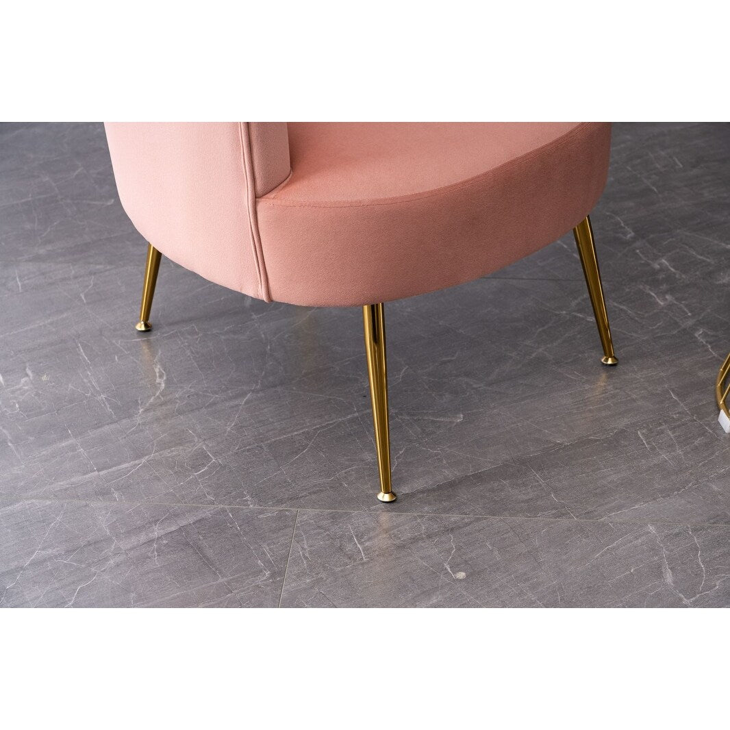 Velvet Armchair Accent Tub Barrel Chair Armchair with Gold Metal Legs
