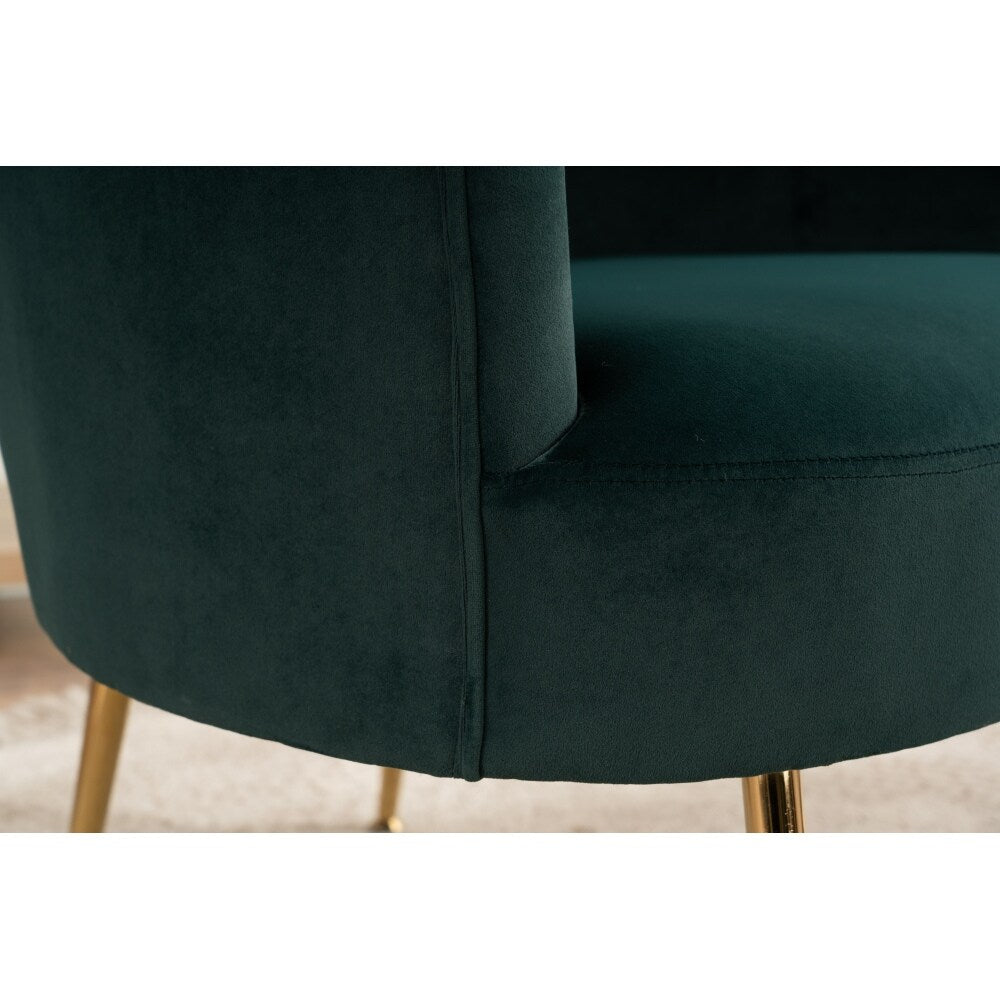 Velvet Armchair Accent Tub Barrel Chair Armchair with Gold Metal Legs