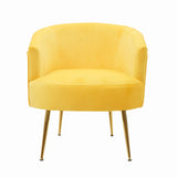 Velvet Armchair Accent Tub Barrel Chair Armchair with Gold Metal Legs