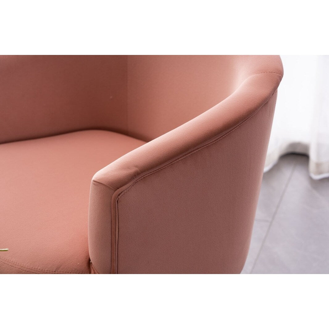Velvet Armchair Accent Tub Barrel Chair Armchair with Gold Metal Legs