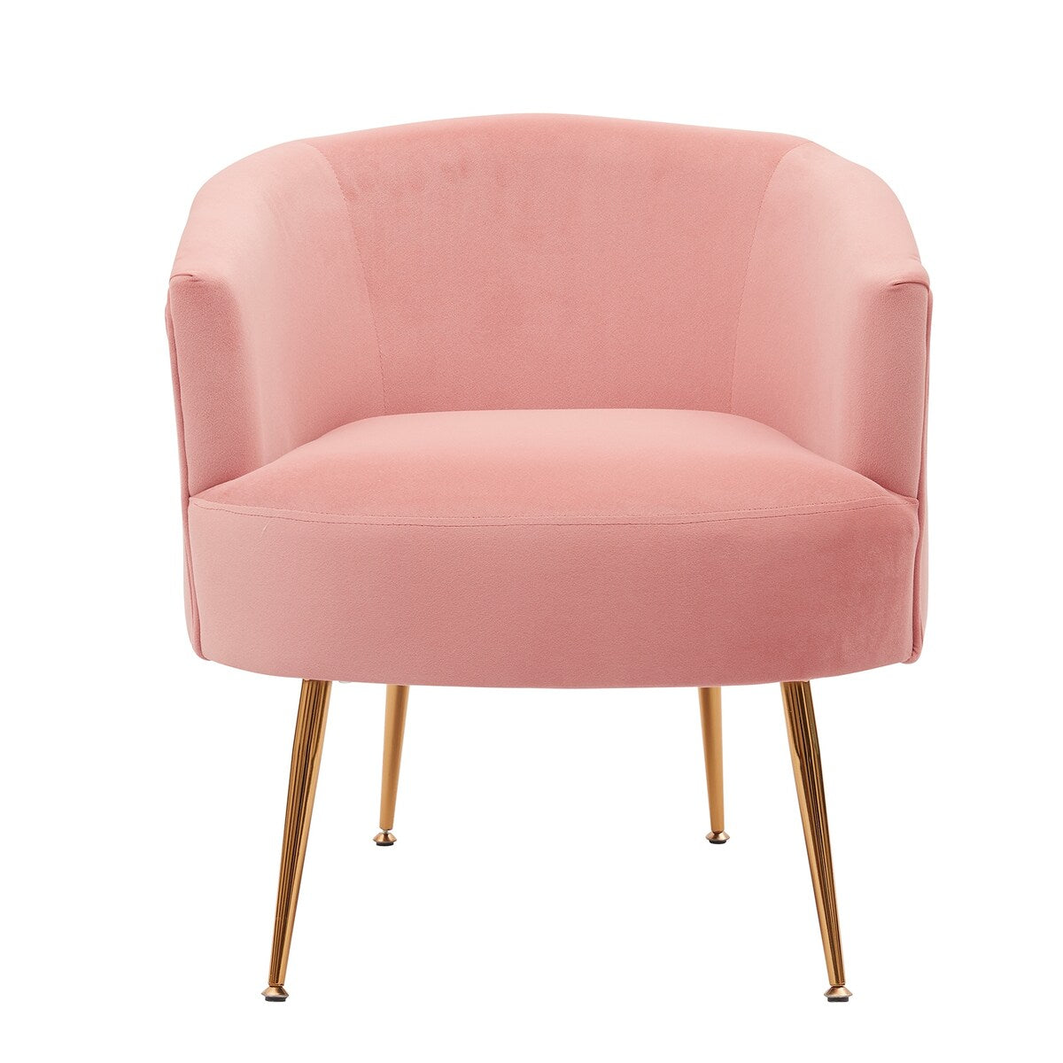Velvet Armchair Accent Tub Barrel Chair Armchair with Gold Metal Legs