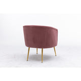 Velvet Armchair Accent Tub Barrel Chair Armchair with Gold Metal Legs