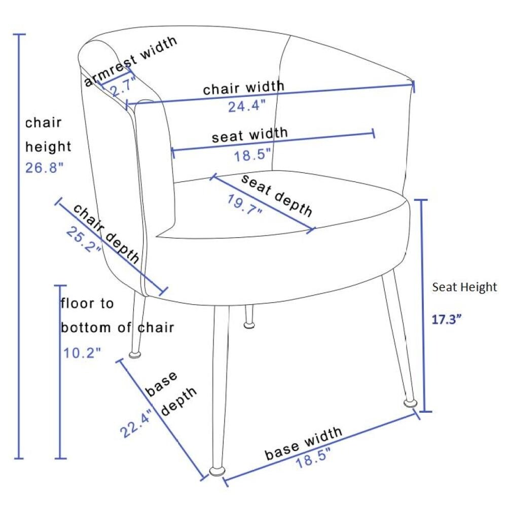 Velvet Armchair Accent Tub Barrel Chair Armchair with Gold Metal Legs