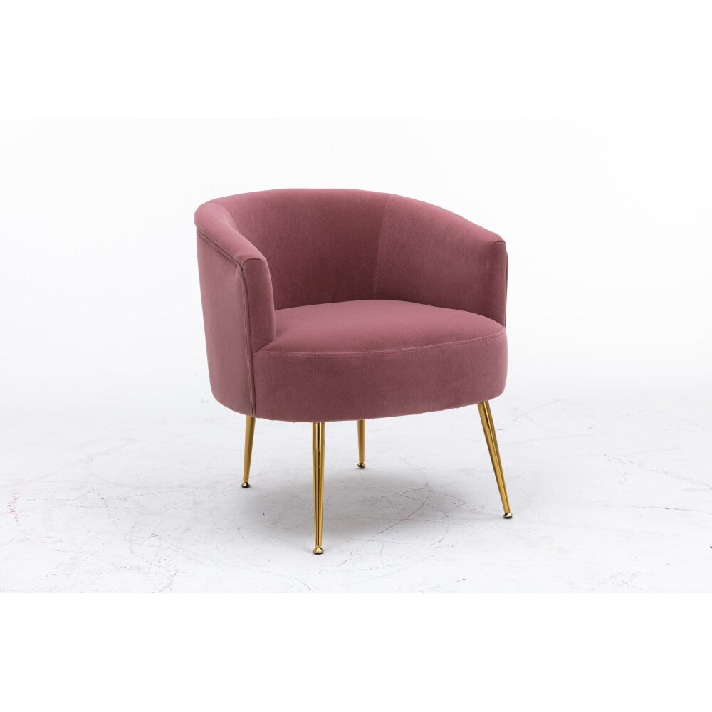 Velvet Armchair Accent Tub Barrel Chair Armchair with Gold Metal Legs