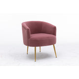 Velvet Armchair Accent Tub Barrel Chair Armchair with Gold Metal Legs