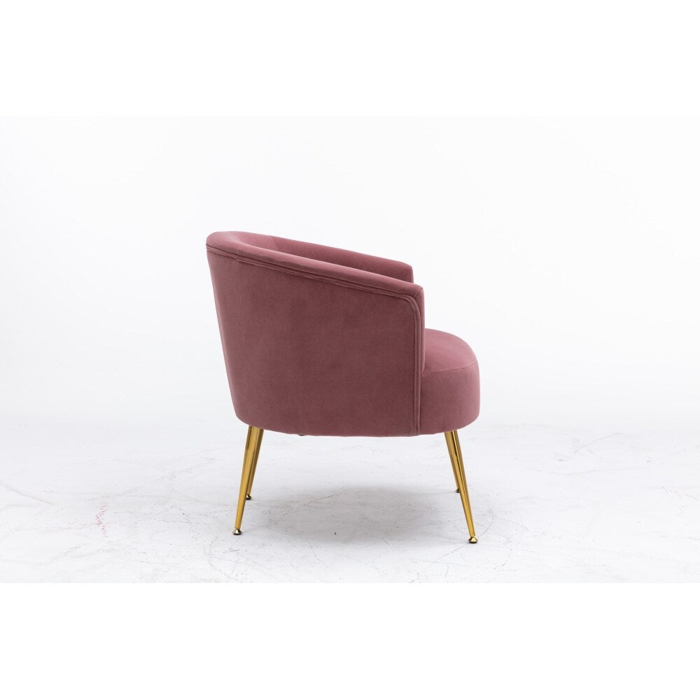 Velvet Armchair Accent Tub Barrel Chair Armchair with Gold Metal Legs