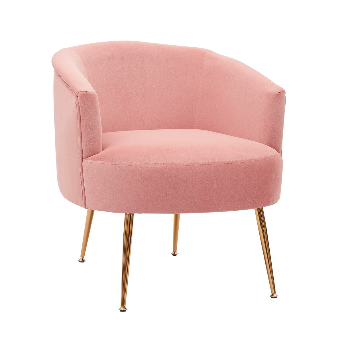 Velvet Armchair Accent Tub Barrel Chair Armchair with Gold Metal Legs