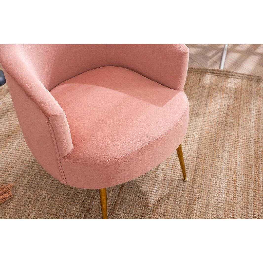 Velvet Armchair Accent Tub Barrel Chair Armchair with Gold Metal Legs