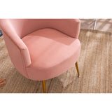 Velvet Armchair Accent Tub Barrel Chair Armchair with Gold Metal Legs