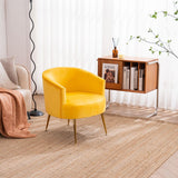 Velvet Armchair Accent Tub Barrel Chair Armchair with Gold Metal Legs
