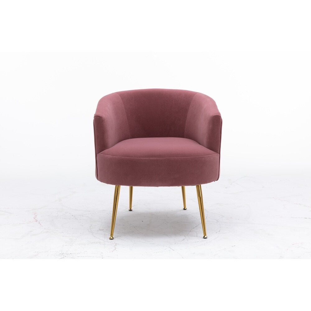Velvet Armchair Accent Tub Barrel Chair Armchair with Gold Metal Legs