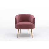 Velvet Armchair Accent Tub Barrel Chair Armchair with Gold Metal Legs